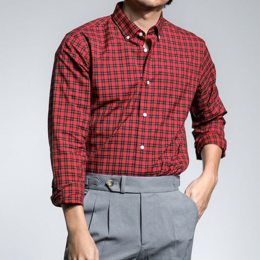 era-won เสื้อเชิ้ต ทรงปกติ แขนยาว รุ่น Dress Shirt สี Red tamiya (ดำแดง)