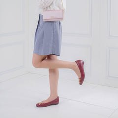 ELLE SHOES รองเท้าหนังแกะ ทรงบัลเล่ต์ LAMB SKIN COMFY COLLECTION รุ่น Ballerina สีแดงไวน์ ELB001