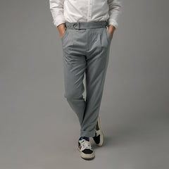 era-won กางเกงขายาว รุ่น Double Belts Trousers V1 ทรง Skinny Crop เอวสูง สี Mad Grey (เทา)