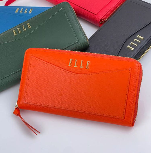 ELLE BAG กระเป๋าสตางค์ ซิปรอบพับยาว หนังวัวแท้ EWW102