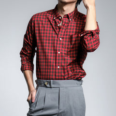 era-won เสื้อเชิ้ต ทรงปกติ แขนยาว รุ่น Dress Shirt สี Red tamiya (ดำแดง)