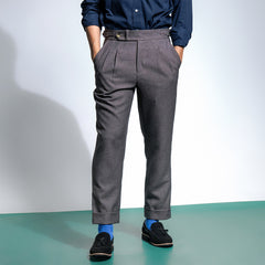 era-won กางเกงขายาว รุ่น Double Belts Trousers V3 ทรง Skinny Crop เอวสูง สี Motion grey (เทา)