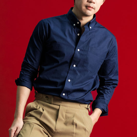 era-won Premium Quality เสื้อเชิ้ต ทรงปกติ คอปก Ultrafine Dress Shirt แขนยาว สี Double Blue (ป้ายใหม่)