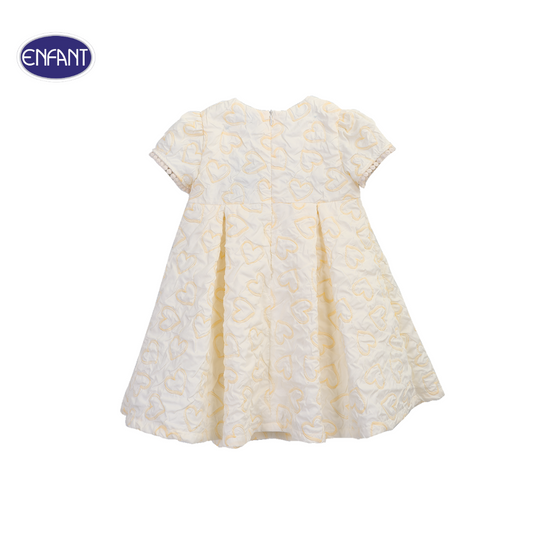 ENFANT (อองฟองต์) ชุดกระโปรงแขนสั้น สำหรับเด็ก 6 เดือน - 8 ปี คอลเล็กชั่น Mini Luxe Bear ผ้าโพลีเกรดพรีเมี่ยม สีครีม