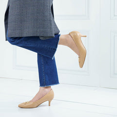 ELLE SHOES รองเท้าส้นเข็ม LAMB SKIN COMFY COLLECTION สีเบจ ELB002