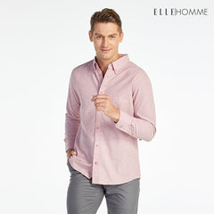 ELLE HOMME | เสื้อเชิ้ตแขนยาว คอปกเชิ้ต ทรง REGULAR สีชมพู | W8B675