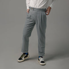 era-won กางเกงขายาว รุ่น Double Belts Trousers V1 ทรง Skinny Crop เอวสูง สี Mad Grey (เทา)