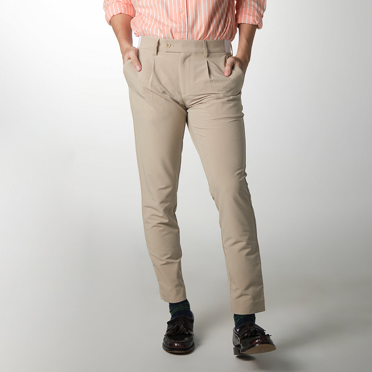 era-won กางเกงขายาว เอวยางยืด รุ่น GOLF FABRIC PANTS (065V9) สี Beige