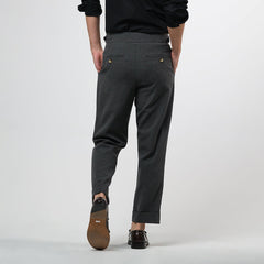 era-won กางเกงขายาว รุ่น Double Belts Trousers V1 ทรง Skinny Crop เอวสูง สี Opera Grey (เทาเข้ม)