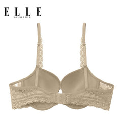 ELLE Lingerie Moulded Bra ยกทรงเสริม Push-up เต้าเรียบตัดต่อลูกไม้ - LB7534