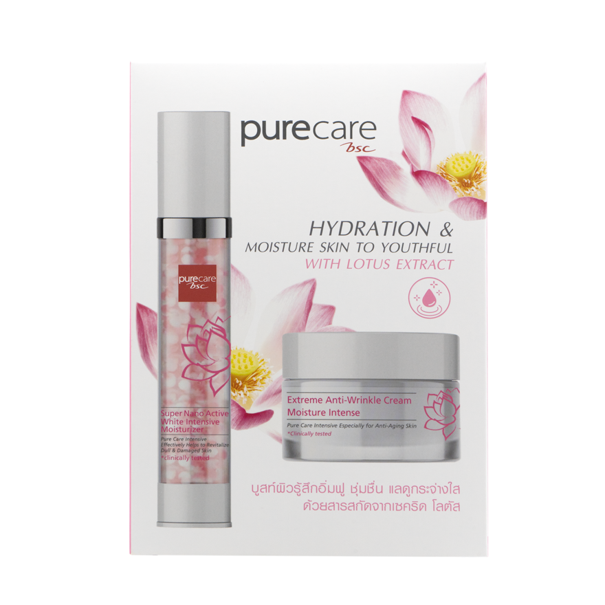 BSC Pure Care (บีเอสซี เพียวแคร์) HYDRATION & MOISTURE SKIN TO YOUTHFUL WITH LOTUS EXTRACT 30gx2