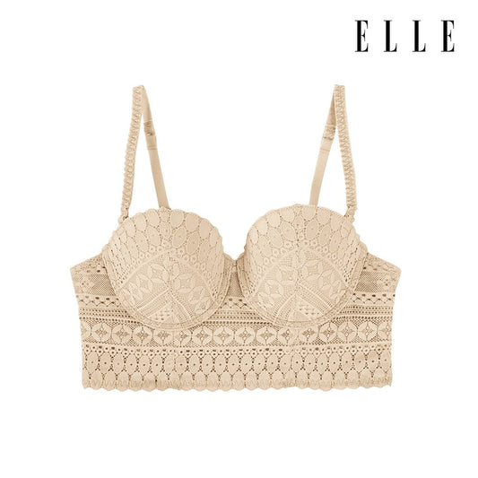 ELLE LINGERIE | ชุดชั้นในตัวยาว สไตล์เฟมินีนลูกไม้ สบาย ทรงดี แถบข้างสูง ถอดสายออกได้ | LB6636