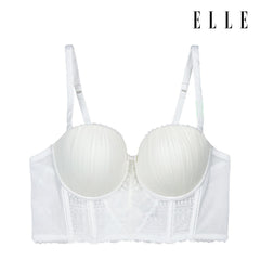 ELLE Lingerie MOULDED BRA Half-Cup เสื้อชั้นในรูปแบบ Corset Fashion ผ้าพลีทตกแต่งลูกไม้ | LB6638