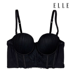 ELLE Lingerie MOULDED BRA Half-Cup เสื้อชั้นในรูปแบบ Corset Fashion ผ้าพลีทตกแต่งลูกไม้ | LB6638