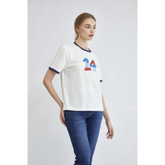 ELLE เสื้อยืด T-SHIRT ผ้า COTTON แขนสั้น สกรีนลายกราฟฟิค สีขาว รุ่น W3K691