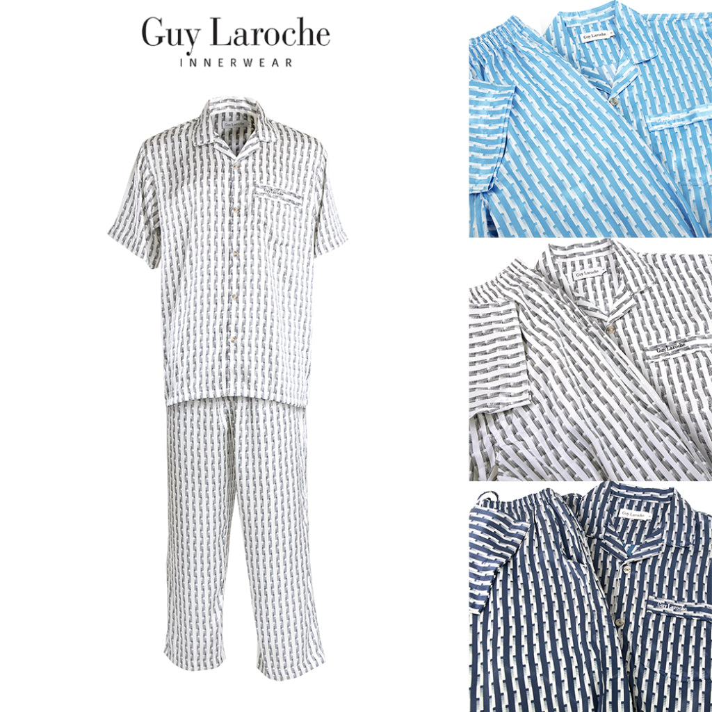 Guy Laroche ชุดนอนผ้าซาติน แขนสั้น ขายาว พิมพ์ลาย มีให้เลือก 3 สี (JPP7517S4)