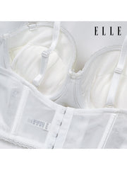 ELLE Lingerie MOULDED BRA Half-Cup เสื้อชั้นในรูปแบบ Corset Fashion ผ้าพลีทตกแต่งลูกไม้ | LB6638