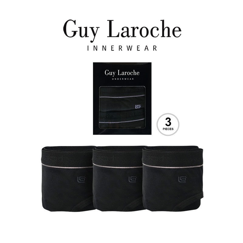 Guy Laroche กางเกงในชาย Pack 3 ชิ้น - สีดำ ( Cotton + Spandex ) JUS4019R5BL