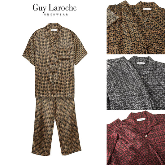 Guy Laroche ชุดนอนผ้าซาติน แขนสั้น ขายาว พิมพ์ลาย มีให้เลือก 3 สี (JPP7518S4)