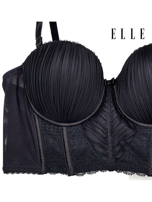 ELLE Lingerie MOULDED BRA Half-Cup เสื้อชั้นในรูปแบบ Corset Fashion ผ้าพลีทตกแต่งลูกไม้ | LB6638