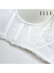 ELLE Lingerie MOULDED BRA Half-Cup เสื้อชั้นในรูปแบบ Corset Fashion ผ้าพลีทตกแต่งลูกไม้ | LB6638