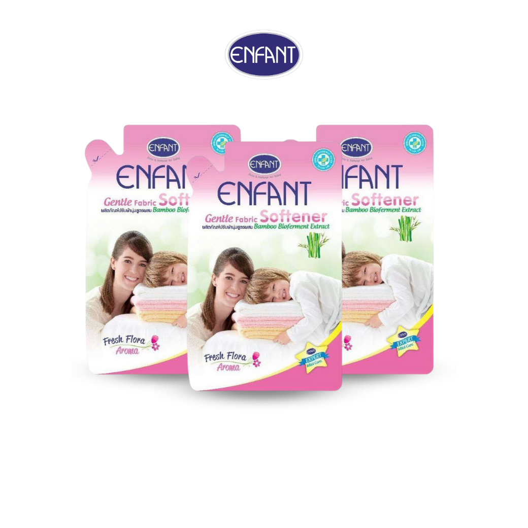 Enfant อองฟองต์ Gentle Fabric Softener ผลิตภัณฑ์ปรับผ้านุ่มสำหรับทุกคนในครอบครัว สูตรบอกลากลิ่นอับชื้นด้วย Bamboo Bioferment Extract 700 ml. 1แพ็ค/3ซอง