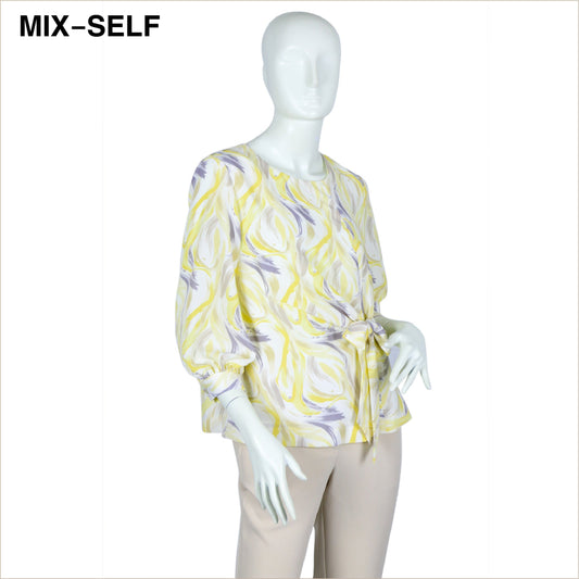 MIX-SELF เสื้อพิมพ์ลายกราฟิกแต่งโบว์ผูก รุ่น IB74543